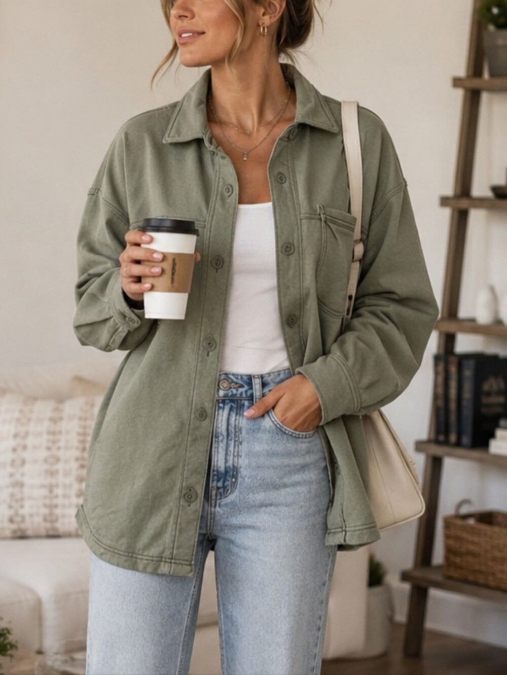 American Eagle Button Front Utility Shirt Jacket Small